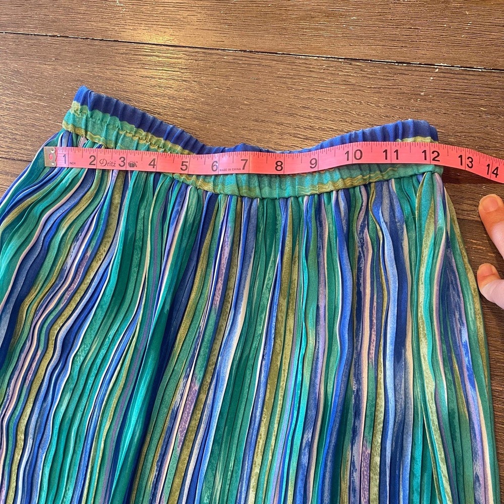 Vintage KORET Long Maxi Pleated Vertical Striped Skirt, Size SMALL - Picture 9 of 9